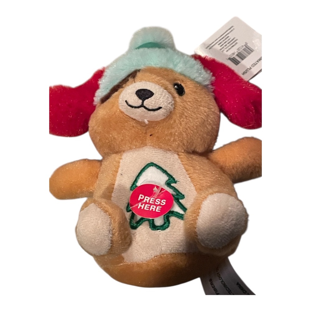 Smart Living Festive Animated Small  Plush Dog with Red Accents